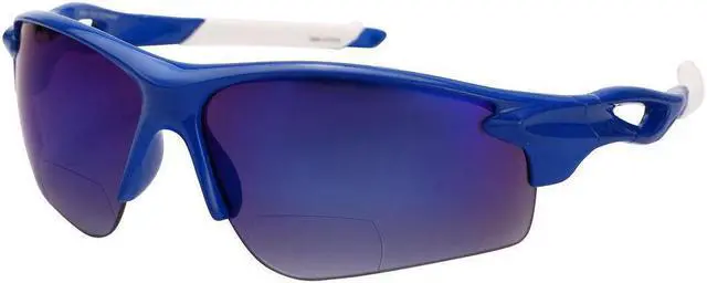 Alt view image 3 of 5 - "The Athlete" Polarized Lightweight Sport Wrap Bifocal Reading Sunglasses for Men and Women +2.50 Blue