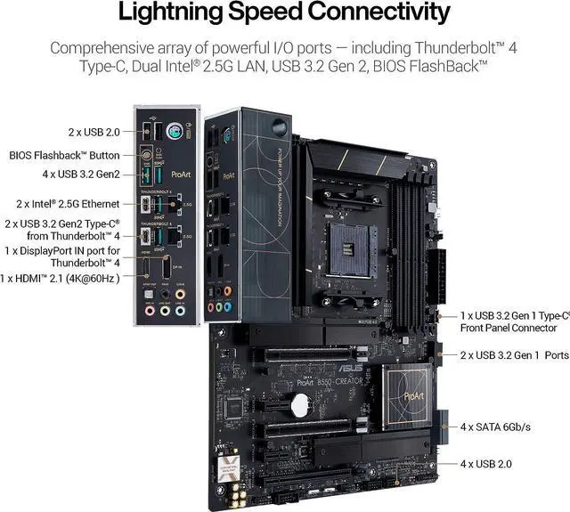 Main image of ASUS PROART B550-CREATOR AMD AM4 B550 ATX M.2 Desktop Motherboard B