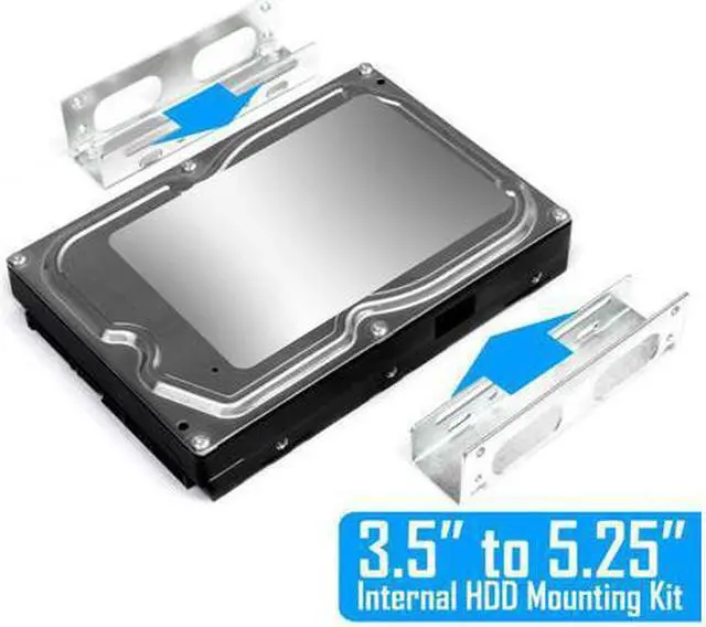 Alt view image 4 of 5 - Internal 3.5" to 5.25" Bay Hard Disk Drive HDD Mounting Bracket Adapter Metal Kit - 3.5 to 5.25 HDD Drive Holder,Convert Any 3.5 Solid State Drive / HDD Into One 5.25 Inch Drive Bay