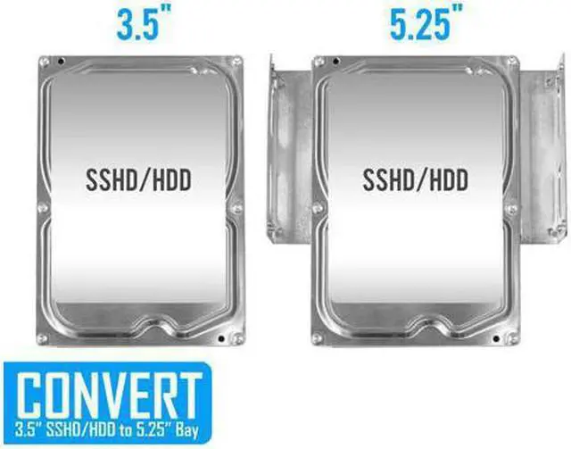 Alt view image 5 of 5 - Internal 3.5" to 5.25" Bay Hard Disk Drive HDD Mounting Bracket Adapter Metal Kit - 3.5 to 5.25 HDD Drive Holder,Convert Any 3.5 Solid State Drive / HDD Into One 5.25 Inch Drive Bay