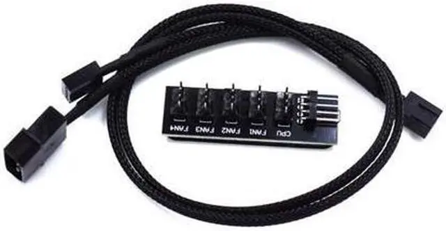 Main image of 1 to 5 Ports 4 pin PWM Fan Hub Splitter - PWM Regulator 12V CPU Cooler / Case / Chasis Cooling Fan Power Cable Adapter Power By PSU Molex 4pin(12V ),40CM Power Cable included