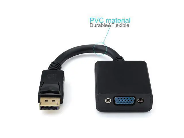 Alt view image 5 of 7 - Black 1080P 20 Pin DP DisplayPort Male To 15 Pin VGA Female Adapter Cable Converter for Macbook, ThinkPad, PC, Laptop, Digital Monitor, Projector, Computers