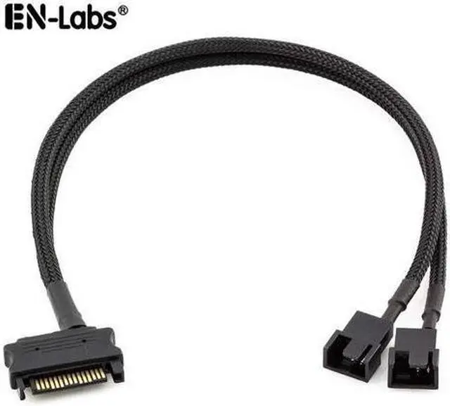 Alt view image 2 of 5 - EN-Labs SATA to 3 Pin 4 Pin Fan Sleeved Power Splitter Cable Adapter,15Pin SATA to 2 x TX3 / TX4 (PWM) 12V PC Case Fan Cooler Y Splitter Power Extension Cord - 10 Inch,Black