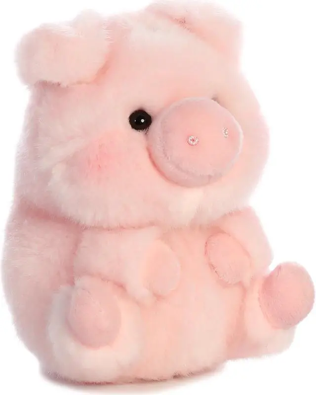 Alt view image 5 of 6 - Aurora® - Mini Pink Rolly Pet - 5" Prankster Pig - Round Stuffed Animal