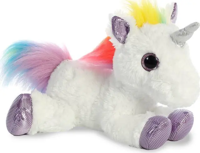 Alt view image 8 of 9 - Aurora® - Medium White Sparkle Tales - 12" Rainbow Unicorn - Enchanting Stuffed Animal