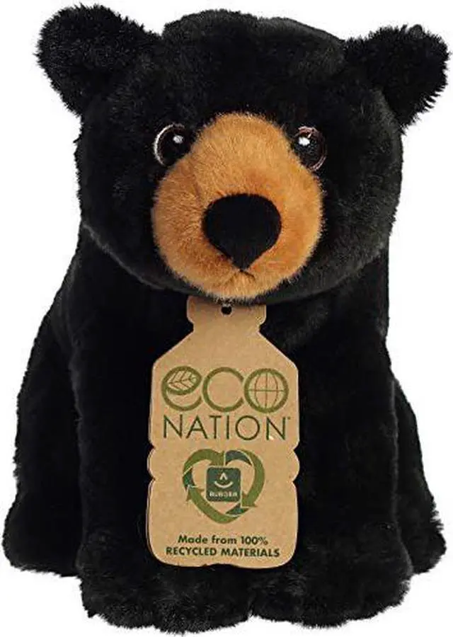 Alt view image 7 of 7 - Aurora® - Medium Black Eco Nation - 9.5" Black Bear - Eco-Friendly Stuffed Animal