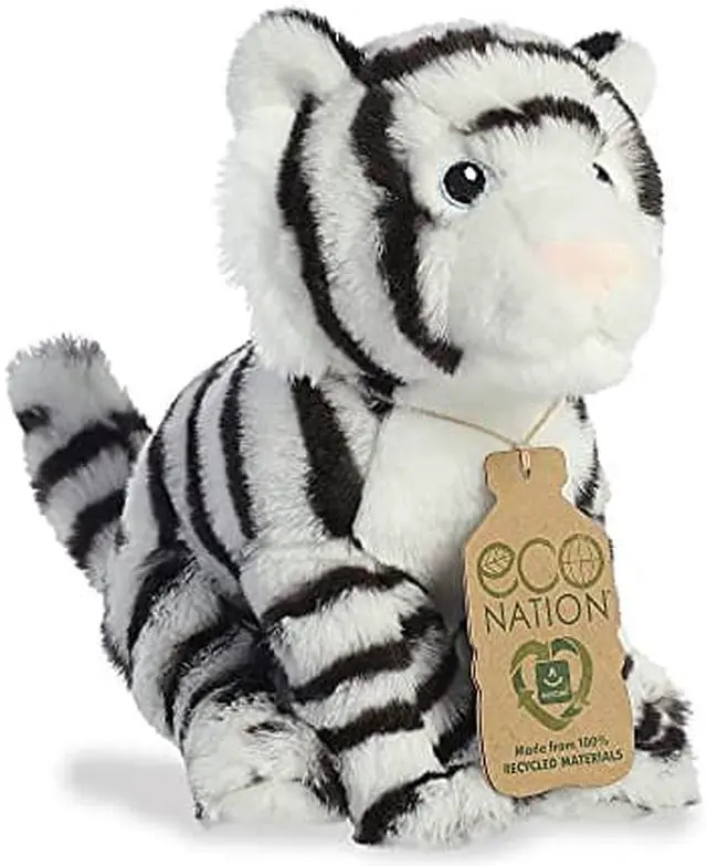 Alt view image 7 of 7 - Aurora® - Small White Eco Nation - 9" White Tiger - Eco-Friendly Stuffed Animal