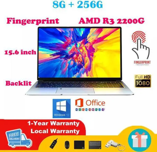 Alt view image 3 of 7 - ZSCMALLS Laptop For Sale 15.6 inch FHD Screen AMD Ryzen R3 2200 CPU Windows 10 Pro Office Online Learning Thin and Light Metal Body Backlit Keyboard Game Book Computer PC School University Business