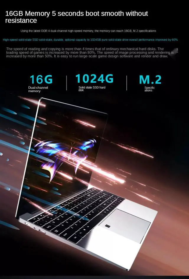 Alt view image 7 of 7 - ZSCMALLS Laptop For Sale 15.6 inch FHD Screen AMD Ryzen R3 2200 CPU Windows 10 Pro Office Online Learning Thin and Light Metal Body Backlit Keyboard Game Book Computer PC School University Business