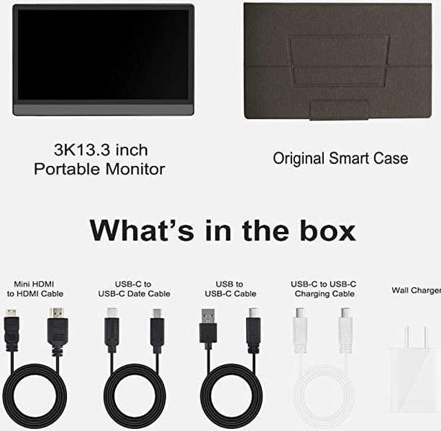 Alt view image 5 of 6 - ZSCMALLS 3K Portable Monitor 3200x1800 Resolution 13.3 Inch Lightweight Dual Display USB C Computer Display with Mini HDMI Type-C,Built-in Speaker for Laptop PC Phone PS4 Xbox Mac Smart Cover Included