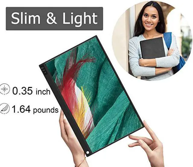 Alt view image 2 of 7 - ZSCMALLS Portable Monitor 15.6 Inch Computer Display 1920×1080 Full HD IPS Screen USB C Gaming Monitor with Type-C HDMI for Laptop PC MAC Phone Xbox PS4, Smart Cover Stand & Screen Protector Included