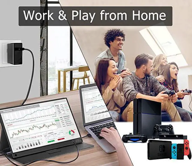 Alt view image 4 of 7 - ZSCMALLS Portable Monitor 15.6 Inch Computer Display 1920×1080 Full HD IPS Screen USB C Gaming Monitor with Type-C HDMI for Laptop PC MAC Phone Xbox PS4, Smart Cover Stand & Screen Protector Included