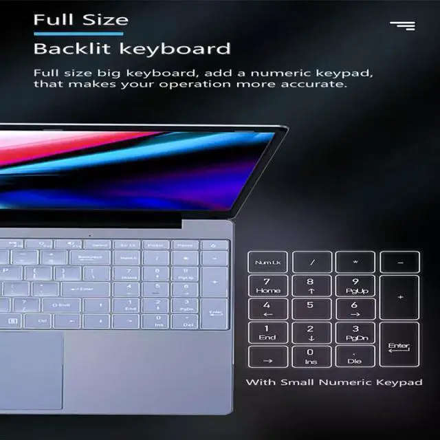 Alt view image 6 of 7 - ZSCMALLS [Intel Core i7] 3 Years Warranty 2020 Laptop Windows 10 RAM8G SSD 15.6 inch Narrow-Frame Metal Silver Backlit Keyboard Game Book Student Office Business 128 GB