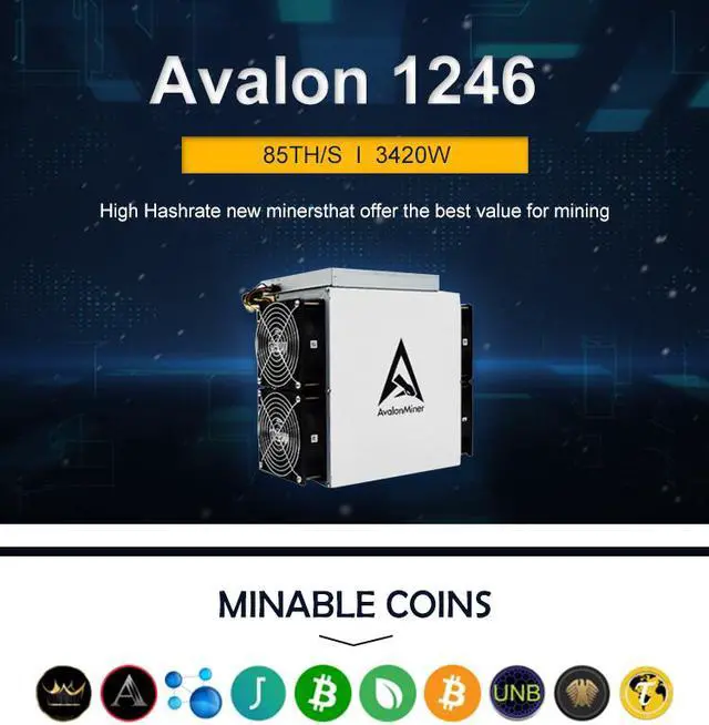 Alt view image 6 of 6 - Bitcoin Miner Avalon 1246 83TH 3420W BTC Crypto Mining Tpm Module