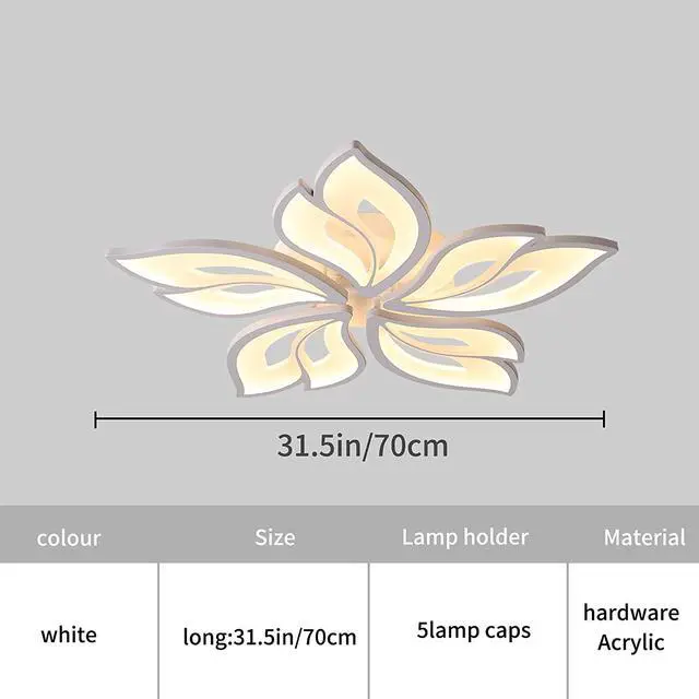 Alt view image 2 of 7 - Modern Ceiling Light,23.6” Dimmable LED Chandelier Flush Mount Ceiling Lights,Remote Control Acrylic Leaf Ceiling Lamp Fixture for Living Room Dining Room Bedroom 60W