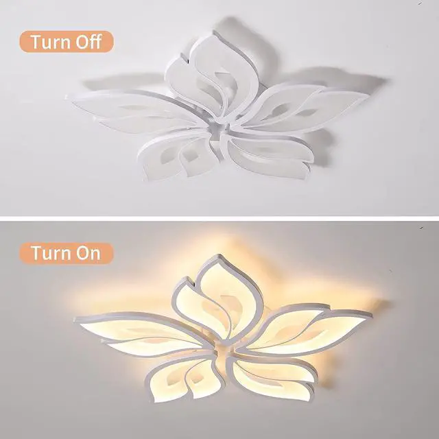 Alt view image 7 of 7 - Modern Ceiling Light,23.6” Dimmable LED Chandelier Flush Mount Ceiling Lights,Remote Control Acrylic Leaf Ceiling Lamp Fixture for Living Room Dining Room Bedroom 60W