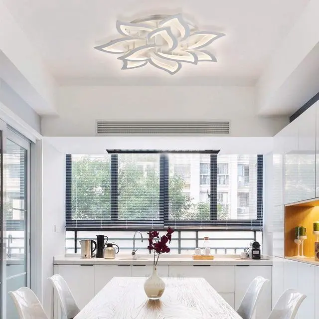 Alt view image 3 of 7 - Dimmable LED Ceiling Light 72W Modern Metal Acrylic Flush Mount Ceiling Lamp with Remote Control Flower Shape Chandelier Lighting Fixture for Living Room Bedroom Kitchen