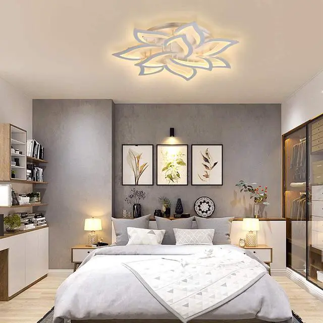 Alt view image 4 of 7 - Dimmable LED Ceiling Light 72W Modern Metal Acrylic Flush Mount Ceiling Lamp with Remote Control Flower Shape Chandelier Lighting Fixture for Living Room Bedroom Kitchen