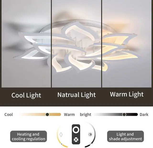 Alt view image 6 of 7 - Dimmable LED Ceiling Light 72W Modern Metal Acrylic Flush Mount Ceiling Lamp with Remote Control Flower Shape Chandelier Lighting Fixture for Living Room Bedroom Kitchen