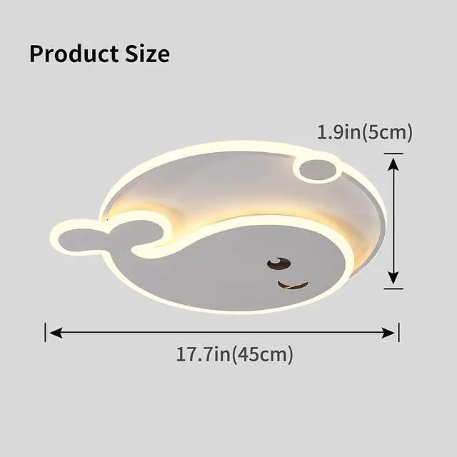 Alt view image 3 of 7 - LED Ceiling Light Dimmable,45W Modern Flush Mount Ceiling Lamps with Remote,LED Cartoon Dolphin Creative Chandelier Lighting for Children's Room Bedroom Living Room Study