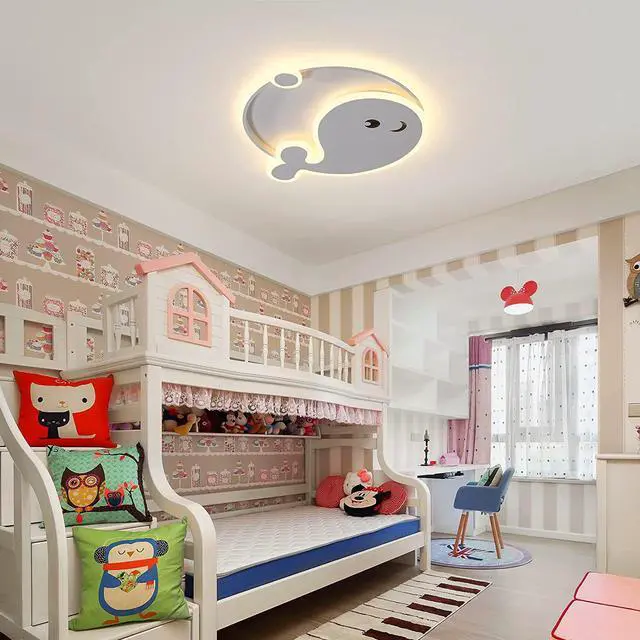 Alt view image 2 of 7 - LED Ceiling Light Dimmable,45W Modern Flush Mount Ceiling Lamps with Remote,LED Cartoon Dolphin Creative Chandelier Lighting for Children's Room Bedroom Living Room Study