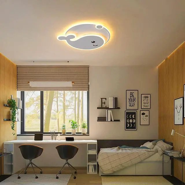 Alt view image 7 of 7 - LED Ceiling Light Dimmable,45W Modern Flush Mount Ceiling Lamps with Remote,LED Cartoon Dolphin Creative Chandelier Lighting for Children's Room Bedroom Living Room Study