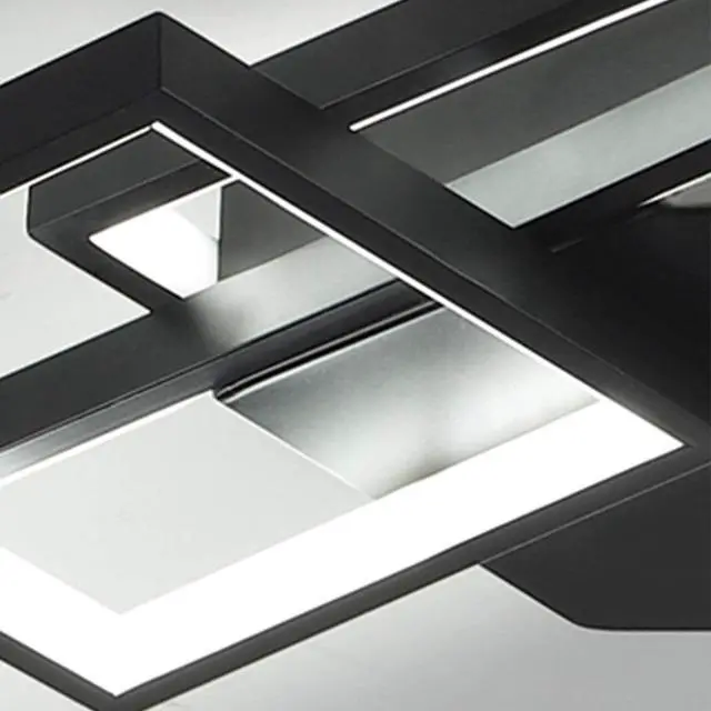 Alt view image 6 of 7 - LED Ceiling Light,75W Modern Ceiling Lamp,3-Squares Acrylic Black LED Chandelier,Flush Mount Ceiling Light Fixture for Dining Living Room Study Kitchen,Cool White/6000K