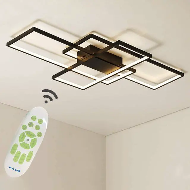 Main image of Garwarm Dimmable Ceiling Light,3 Squares Modern LED Ceiling Lamps with Remote Control,50W Acrylic Flush Mount Ceiling Light Fixture for Living Dining Room Bedroom Kitchen(Black)