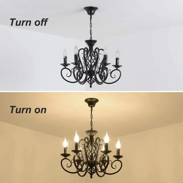 Alt view image 7 of 7 - Rustic French Country Chandelier,6 Lights Farmhouse Candle Iron Chandeliers,Vintage Metal Pendant Light Fixture for Kitchen Island,Dining Room,Bedroom