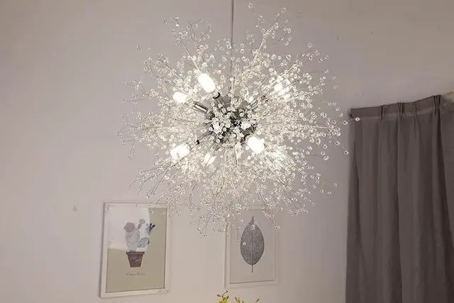 Alt view image 2 of 7 - Chandeliers Firework LED Light Stainless Steel Crystal Pendant Lighting Ceiling Light Fixtures Chandeliers Lighting,Dia 23.5 inch