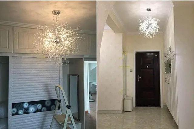 Alt view image 3 of 7 - Chandeliers Firework LED Light Stainless Steel Crystal Pendant Lighting Ceiling Light Fixtures Chandeliers Lighting,Dia 23.5 inch