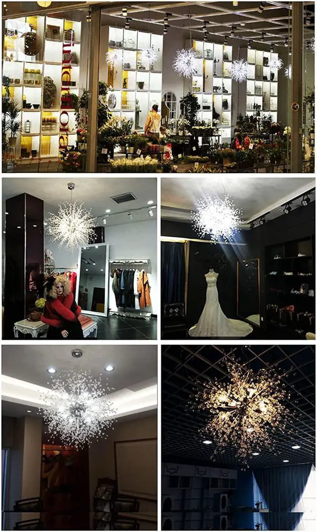 Alt view image 4 of 7 - Chandeliers Firework LED Light Stainless Steel Crystal Pendant Lighting Ceiling Light Fixtures Chandeliers Lighting,Dia 23.5 inch