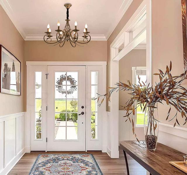 Alt view image 3 of 7 - Rustic Chandeliers,8 Lights Candle French Country Chandelier,Vintage Iron Pendant Light Fixture Hanging Light for Farmhouse,Kitchen Island,Dining Room,Bedroom