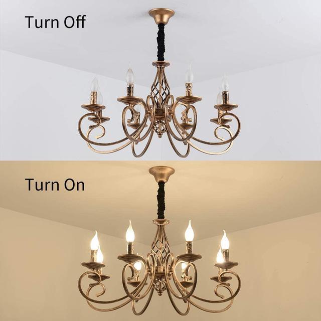 Alt view image 7 of 7 - Rustic Chandeliers,8 Lights Candle French Country Chandelier,Vintage Iron Pendant Light Fixture Hanging Light for Farmhouse,Kitchen Island,Dining Room,Bedroom