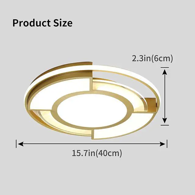 Alt view image 6 of 7 - Garwarm 30W Dimmable Ceiling Light Fixture, Gold Modern Led Ceiling Light with Remote Control, Flush Mounted Chandelier Lighting Fixture for Bedroom Kitchen Dining Room Hallway Office, Round