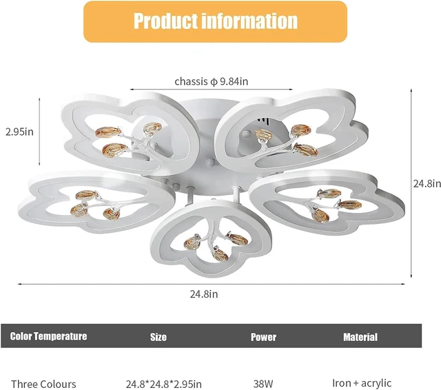 Garwarm Modern LED Ceiling Lights Dimmable Flush Mount Chandeliers ...
