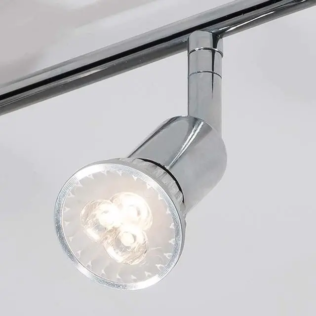 Alt view image 7 of 7 - Garwarm Modern 4-Light Track Lighting Kit, Flush Mount Wall/Ceiling Spot Lights Fixture, LED Track Light with Chrome Flexibly Rotatable Light Head for Kitchen Living Room, 4×GU10 Bulb (Included)