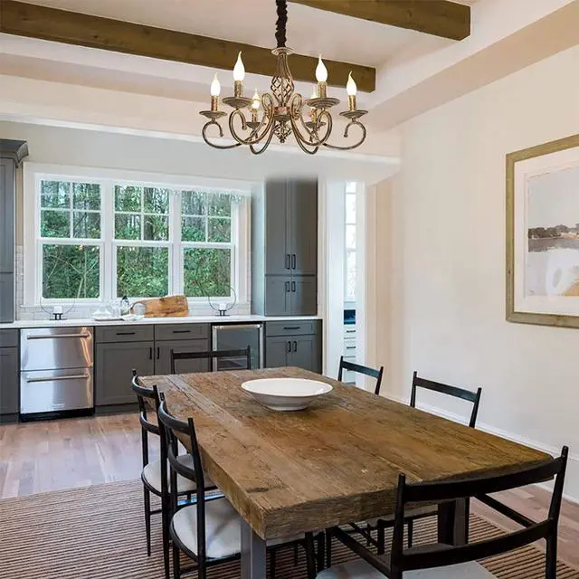 Alt view image 3 of 7 - Garwarm Rustic 6-Light Chandeliers,French Country Vintage Chandelier,Metal in Antique Bronze Pendant Chandelier,Pendant Light Fixture for Island Kitchen Farmhouse Dining Room Living Room