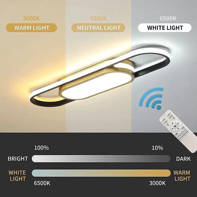 Alt view image 6 of 7 - Garwarm Modern LED Flush Mount Ceiling Lights Dimmable LED Ceiling Lamp with Remote Control 2.3ft Acrylic Linear Ceiling Lighting Fixtures for Living Room Kitchen Dining Room Bedroom (40W/3000-6500K)