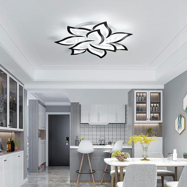 Garwarm Modern LED Ceiling Light, Dimmable Flower Shape Ceiling Lamp  Fixture with Remote, Acrylic 10 Petals LED Ceiling Chandelier Lighting for  Living