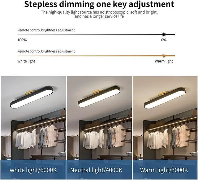 Alt view image 4 of 7 - Garwarm Modern Dimmable Ceiling Light Acrylic Linear LED Ceiling Lamp with Remote, Adjustable Flush Mount Wraparound Light Fixture for Kitchen Dining Living Room(Flat & Sloped Ceiling/3000K-6000K/24W)