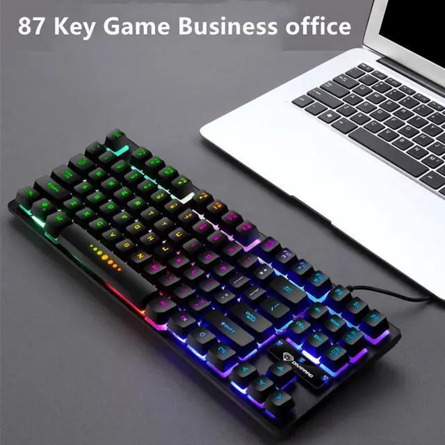 Main image of Mechanic Game Keyboard RGB LED Rainbow Backlit Cable Keyboard with Red Switch for Windows Game Computer (87 keys, Black)