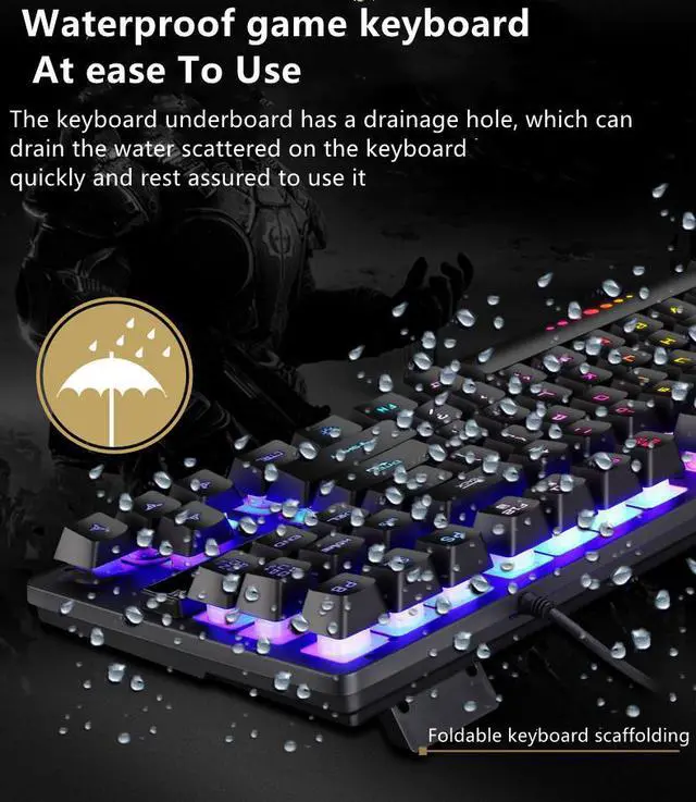 Alt view image 5 of 7 - Mechanic Game Keyboard RGB LED Rainbow Backlit Cable Keyboard with Red Switch for Windows Game Computer (87 keys, Black)