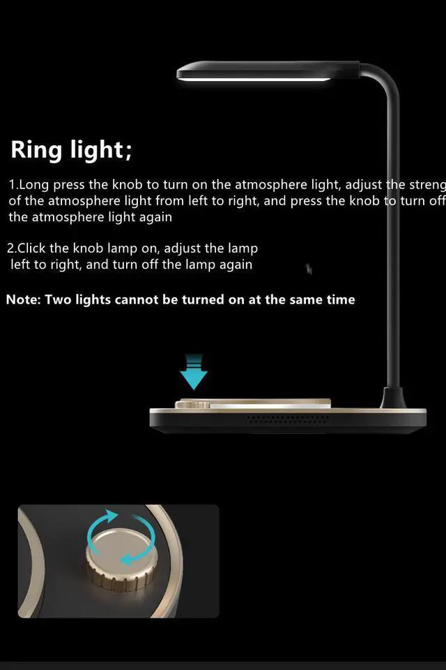 Alt view image 7 of 7 - STARNOONTEK  Four in-one desk lamp wireless charger, 15W fast charging, compatible with all Iphones, Android phones, iWatch Series, AirPods Black