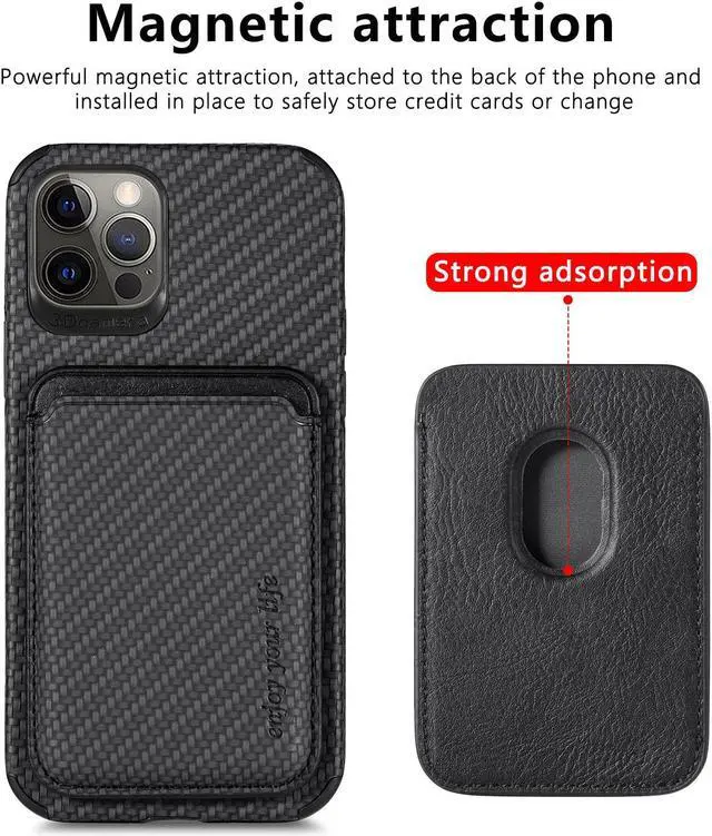 Alt view image 4 of 7 - iPhone 14 Pro Max case design, mobile phone case back paste Magsafe magnetic suction card bag fiber grain, upgrade the enhanced camera protection Brown