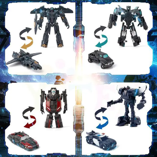 Alt view image 5 of 6 - vibebli 8 Pcs Car Robot Toys, 3.5 inch Small Deformation Robots,transformer, Mini Action Figures, Birthday Gifts