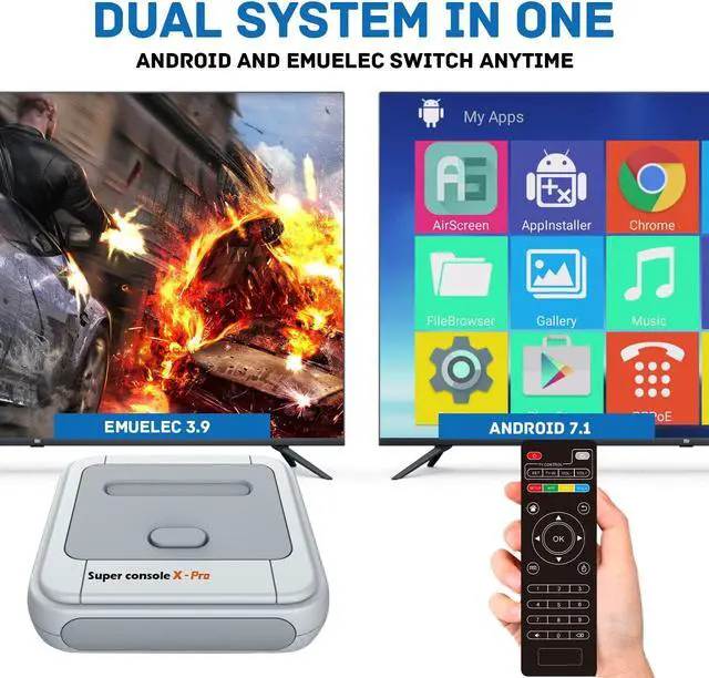 Alt view image 2 of 6 - vibebli Retro Game Console, Super Console X PRO Built-in 50,000+ Games, Video Game Console Systems for 4K TV HD/AV Output, Dual Systems, Compatible with PS1/PSP/MAME/ATARI 256G