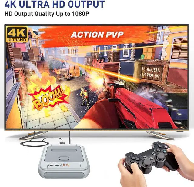 Alt view image 3 of 6 - vibebli Retro Game Console, Super Console X PRO Built-in 50,000+ Games, Video Game Console Systems for 4K TV HD/AV Output, Dual Systems, Compatible with PS1/PSP/MAME/ATARI 256G