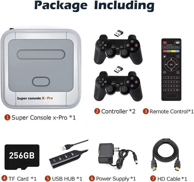 Alt view image 6 of 6 - vibebli Retro Game Console, Super Console X PRO Built-in 50,000+ Games, Video Game Console Systems for 4K TV HD/AV Output, Dual Systems, Compatible with PS1/PSP/MAME/ATARI 256G