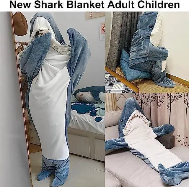 Alt view image 2 of 5 - Shark Blanket Adult, Shark Blanket Super Soft Cozy Flannel Hoodie, Shark Blanket Hoodie,Shark Wearable Blanket, Shark Blanket Hoodie Sleeping Bag - XXL (82.6x35.4 inches)